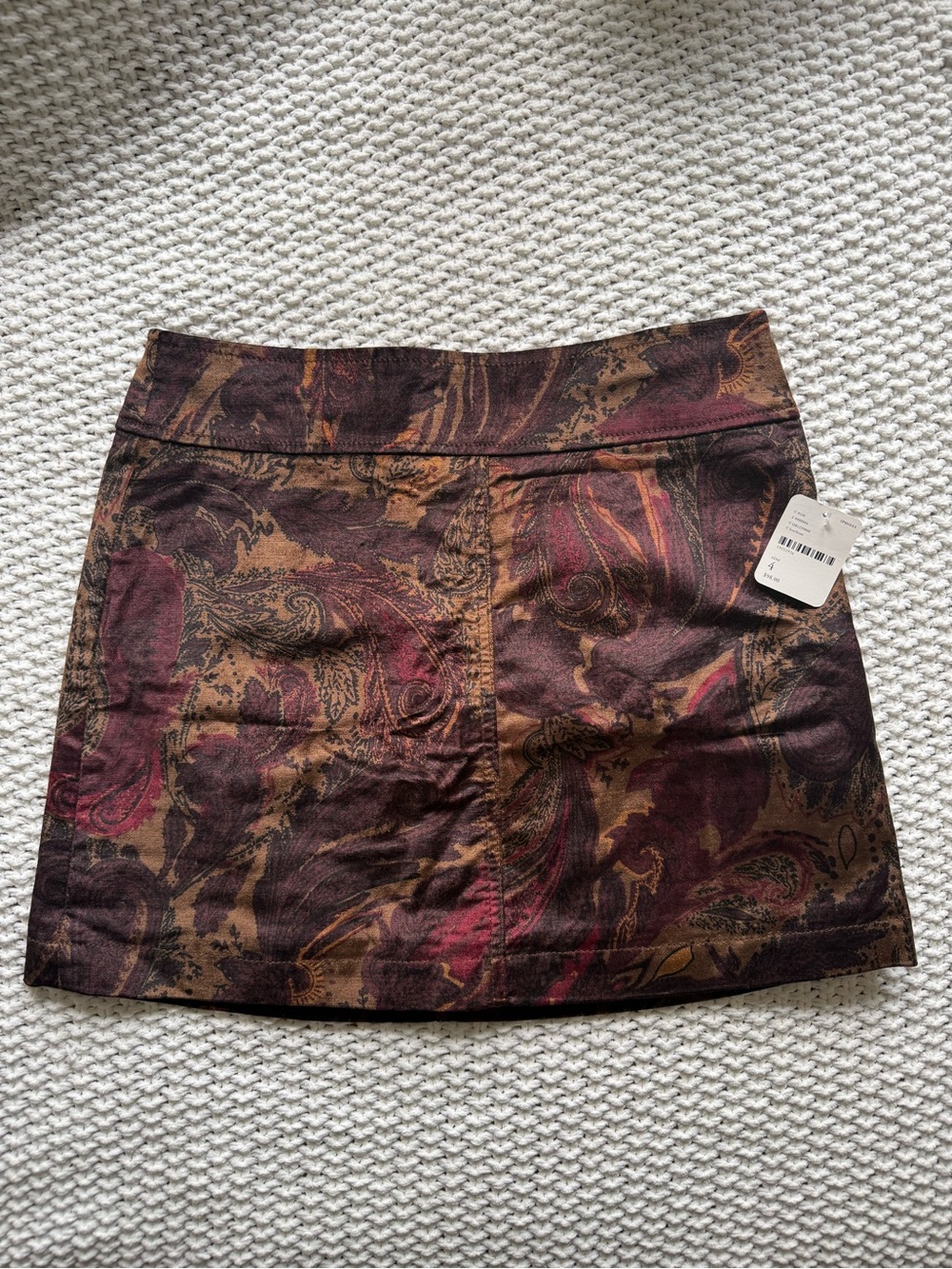 NWT Free People Paisley Velvet Mini Skirt